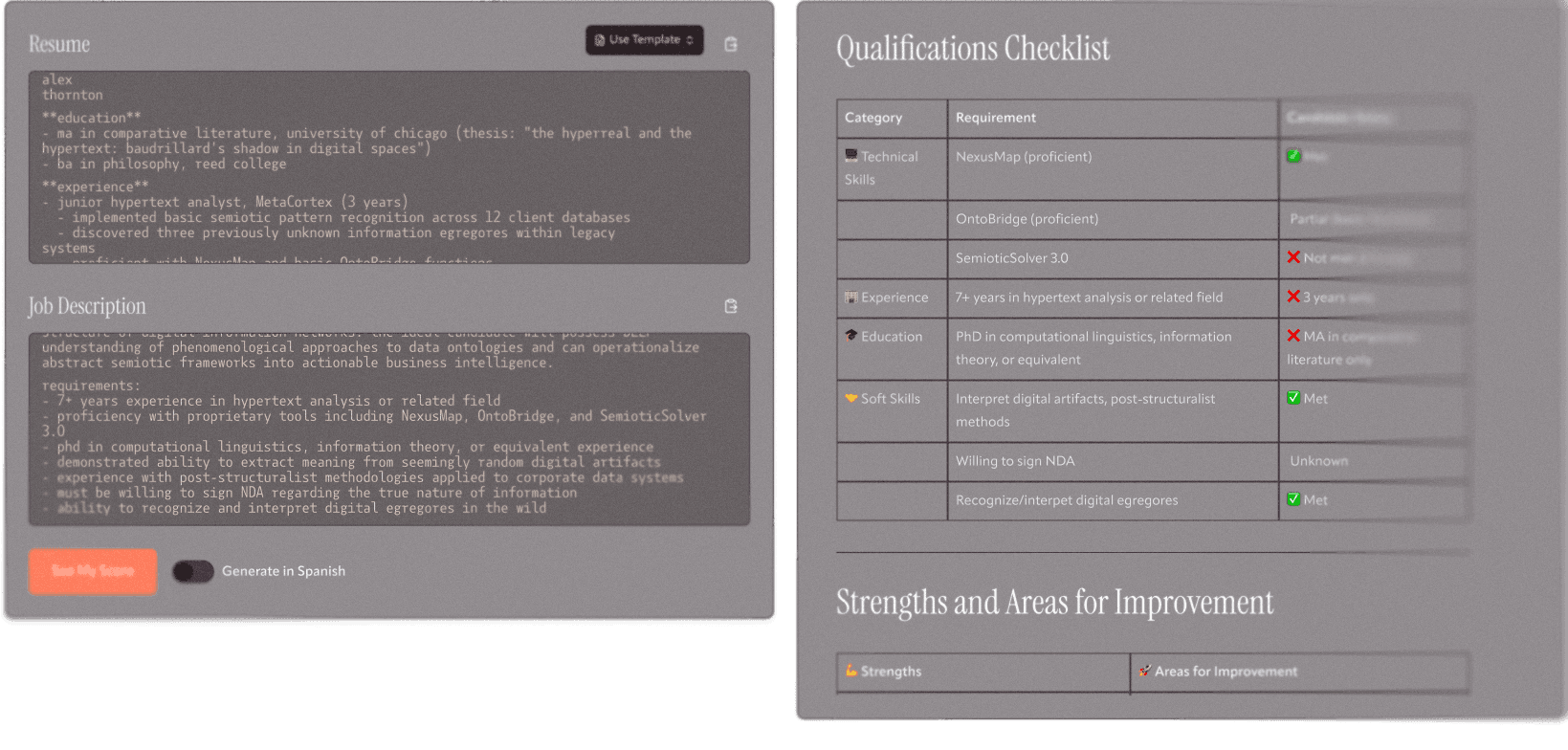 Resume dashboard in dark mode
